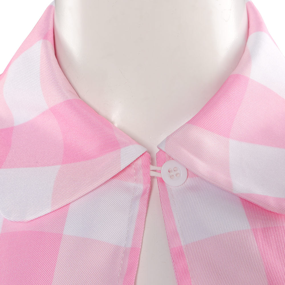 2023 Doll Movie Pink Lattice Singlet Women Party Carnival Halloween Co