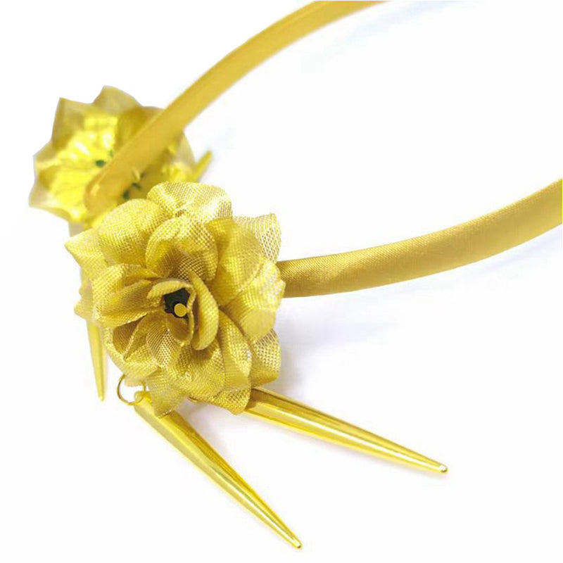 Anime Yor Forger Cosplay Gold Tapered Rose Flowers Headband for Women