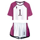 Shiratorizawa School Cosplay Uniform Jersey Sportswear Top Shorts Set for Women