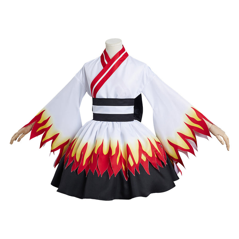 Rengoku Kyoujurou Lolita Dress  Kimono Halloween Carnival Suit Cosplay Costume