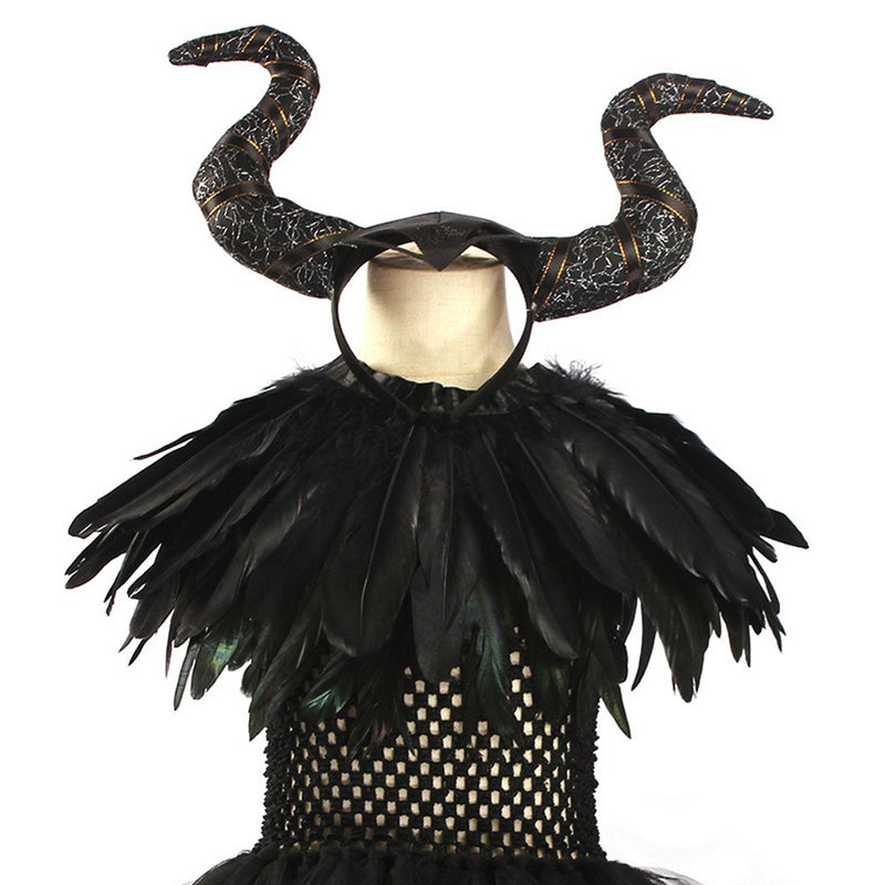 Kids Maleficent Cosplay Costume 7-Piece Set For Girls – Halloween, Book Week, Fancy Dress (Ages 3-15)