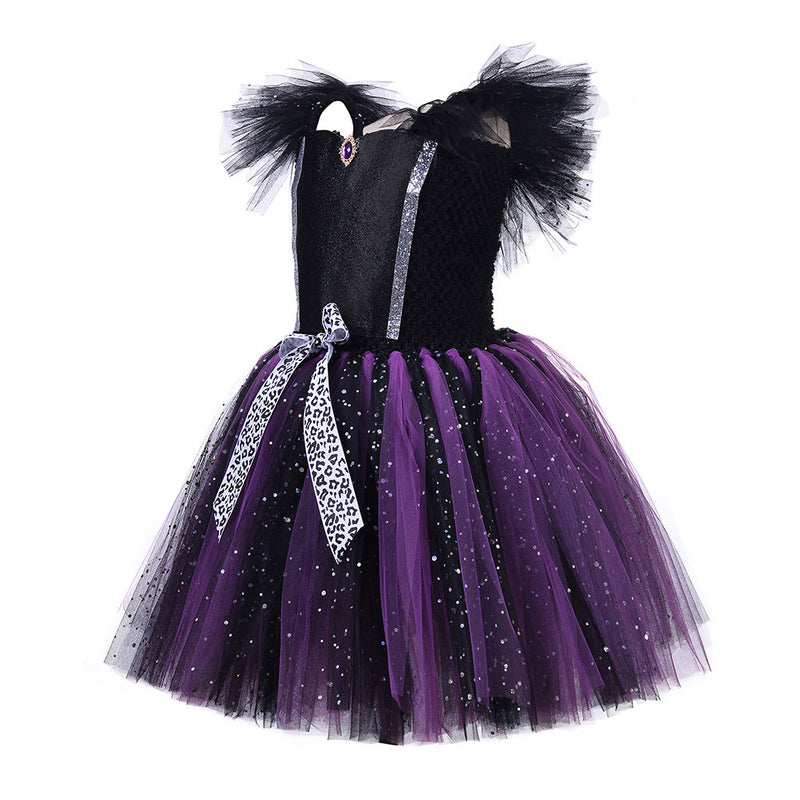 Kids Girls Maleficent Cosplay Costume Headband Outfits Halloween Carnival Suit
