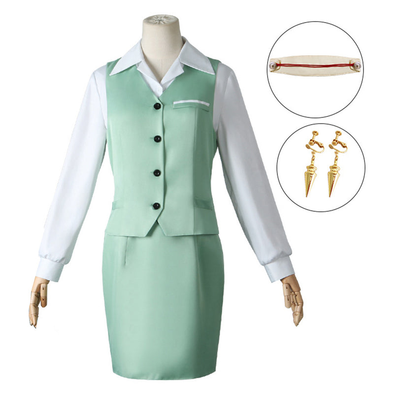 Yor Forger Green Suit Cosplay Costume Accessories Outfits Halloween Carnival Suit