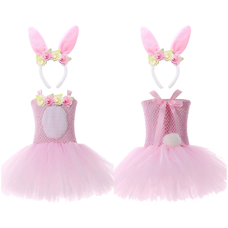 Kids Girls Easter Bunny Cosplay Costume Outfits Halloween Carnival Suit