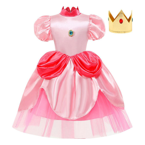 Kids Children Princess Peach Cosplay Costume Mesh Dress Outfits Halloween Carnival Suit | Cossky Kids Children Princess Peach Cosplay Costume Mesh Dress Outfits Halloween Carnival Suit | Cossky