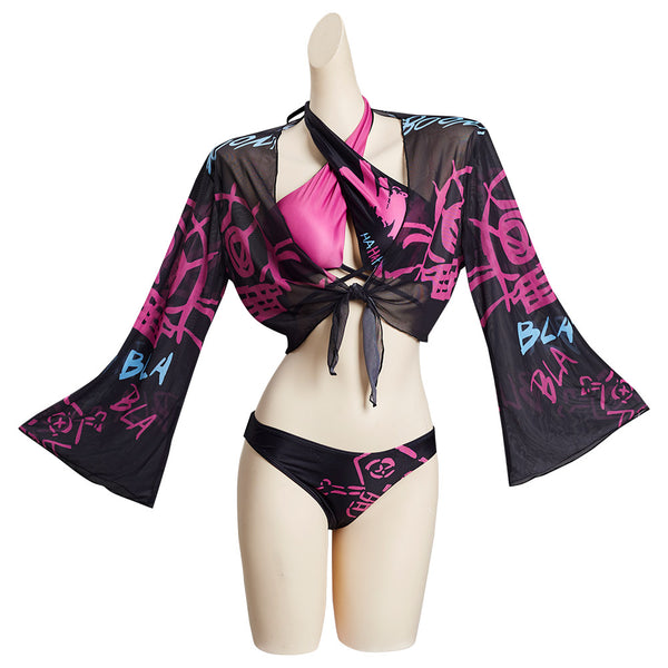 League of Legends LoL Jinx Original Designers Top and Shorts Swimming Suit - Cossky®