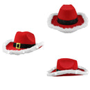 Santa Claus Party Christmas Luminous Cowboy Hat Western Red Felt Hats Wide Brim Cowgirl Hat Jazz Hat for Women Men