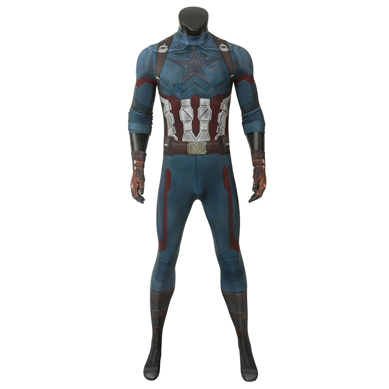 Captain America（Infinity War）Steven Rogers Cosplay Costume Jumpsuit Outfits Halloween Carnival Suit