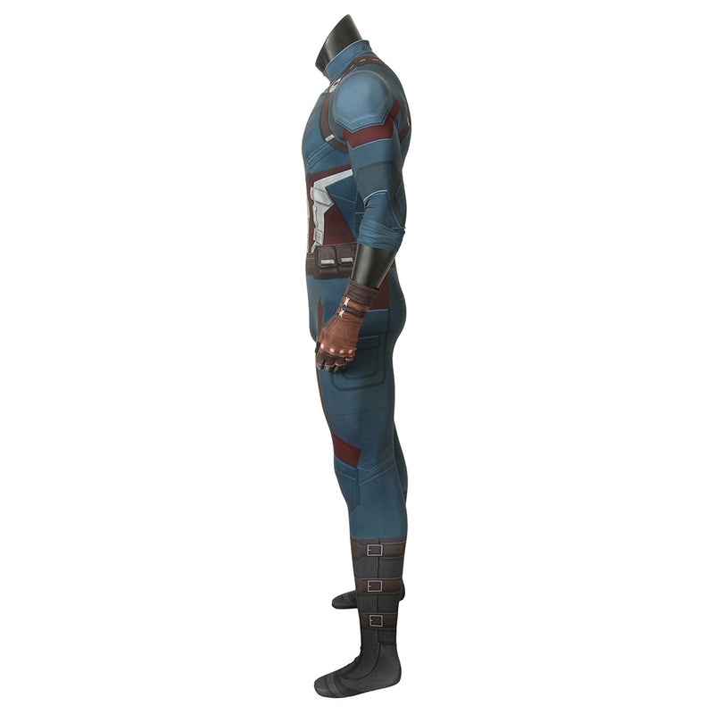 Captain America（Infinity War）Steven Rogers Cosplay Costume Jumpsuit Outfits Halloween Carnival Suit