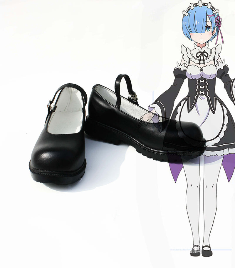 Anime Cosplay Ram&Rem Black Shoes Cosplay Shoes