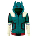 Unisex Midoriya Izuku Battle Suit Cosplay Hoodies  Zip Up 3D Print Jacket Sweatshirt