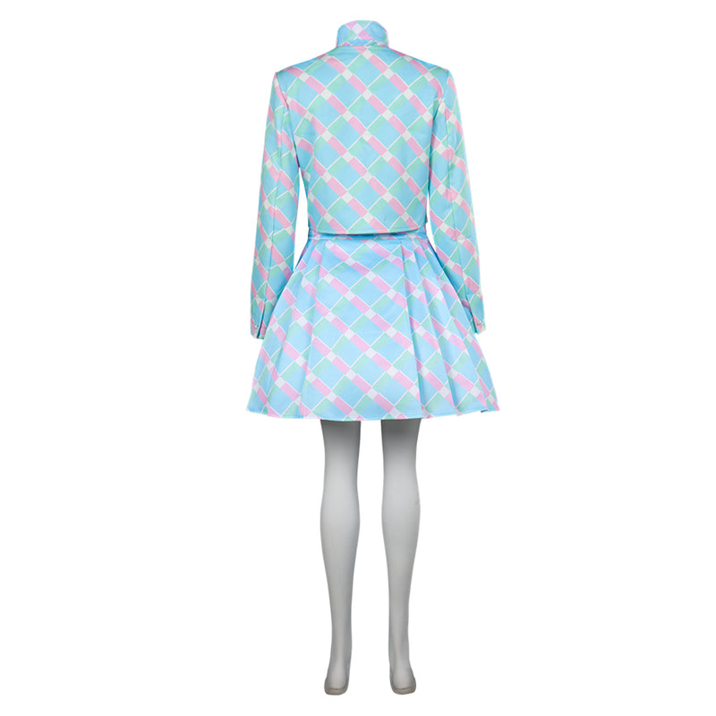 Movie 2023 Barbie Margot Robbie Blue Coat Dress Outfits Halloween Carnival Suit Cosplay Costume