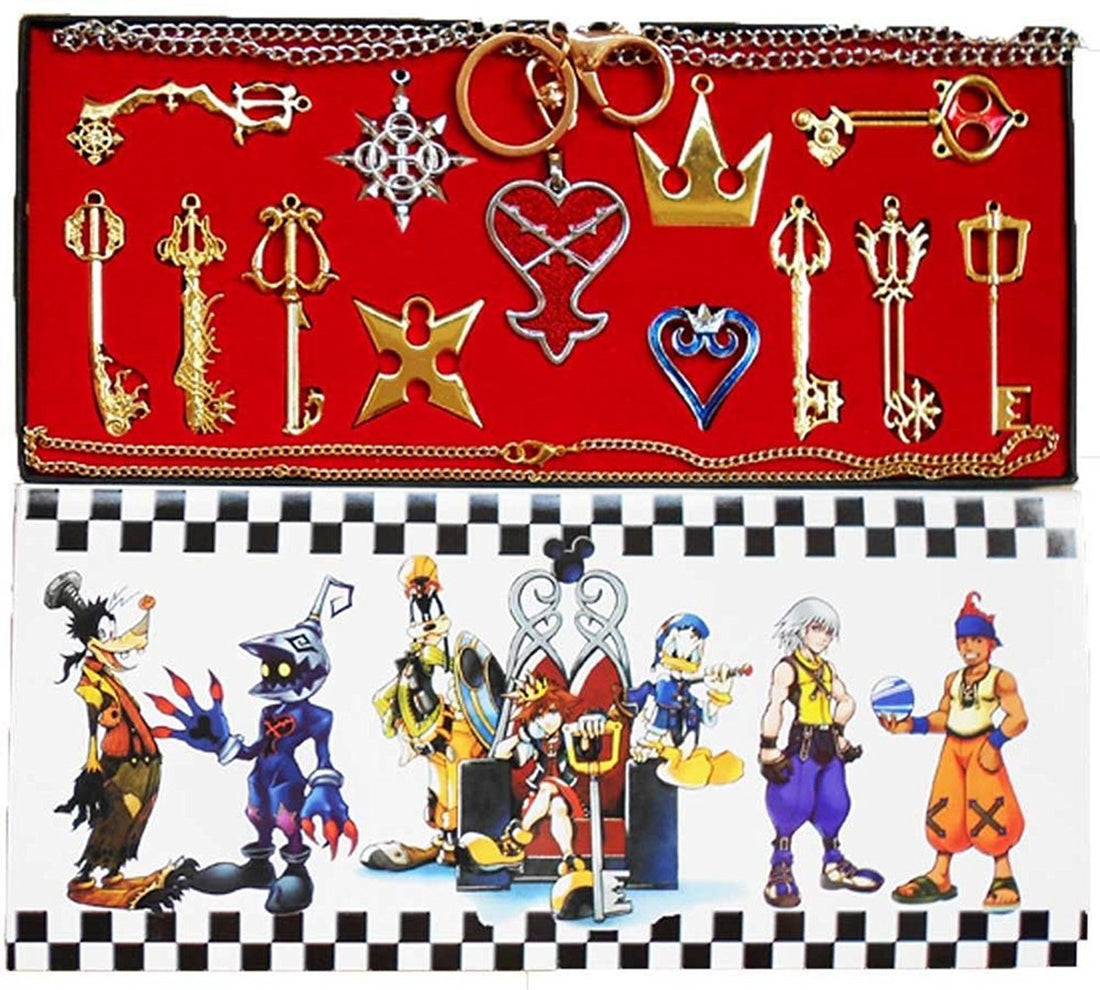Kingdom Hearts 2 II Keychain Pendant Necklace Set Box Cosplay