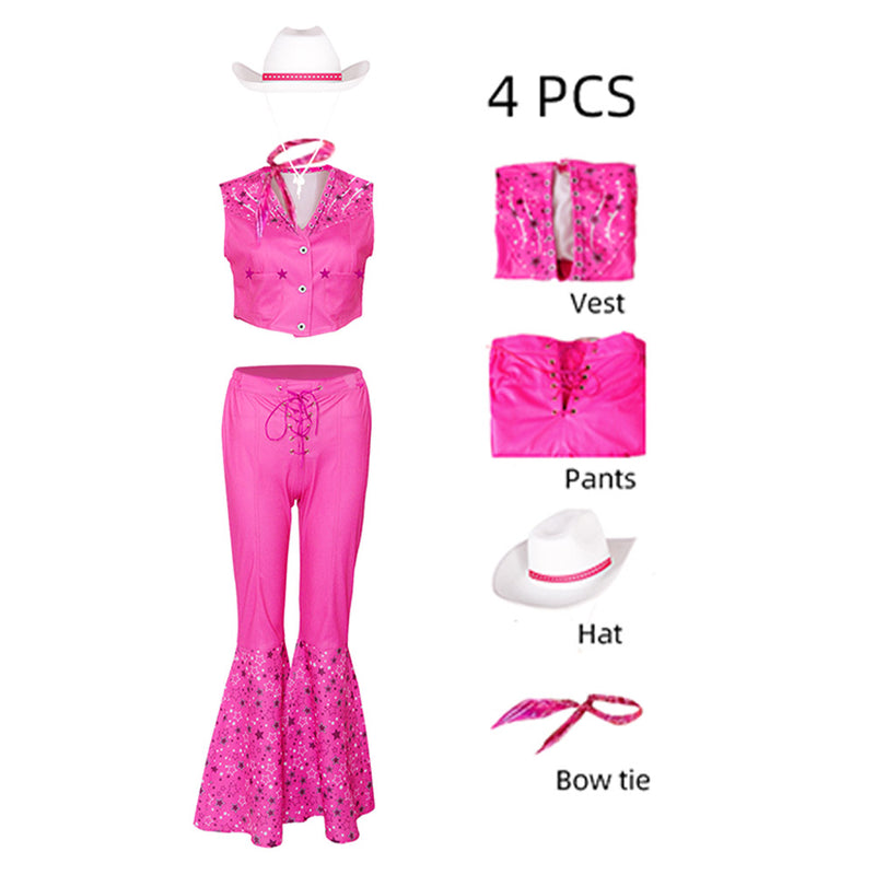 Barbie Movie Cowgirl Hippie Outfits Halloween Carnival Suit Cosplay Costume