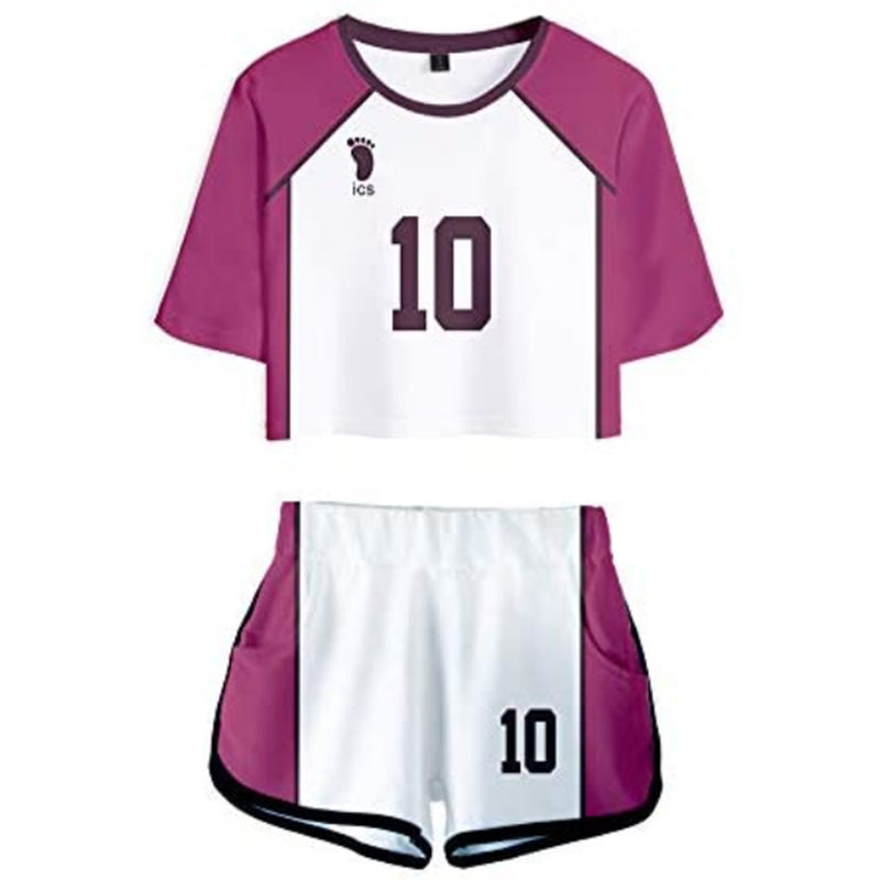 Anime Jersey Sportswear Crop Top Shorts Two Piece Uniform Sets Cosplay Costume