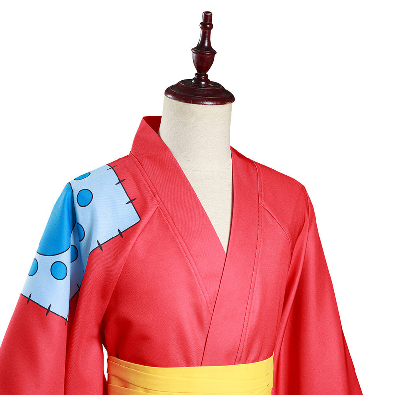 In Stock One Piece Wano Country Monkey D. Luffy Cosplay Costume Kimono  Outfits Halloween Carnival Suit