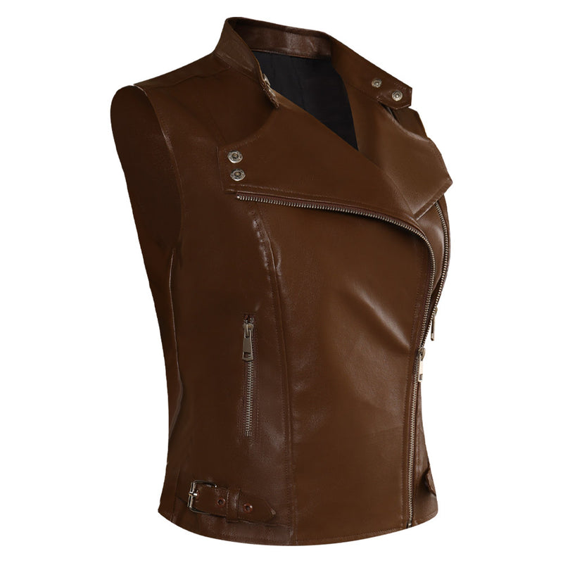 The Walking Dead: Dead City Maggie Greene Leather Vest Outfits Halloween Carnival Cosplay Costume