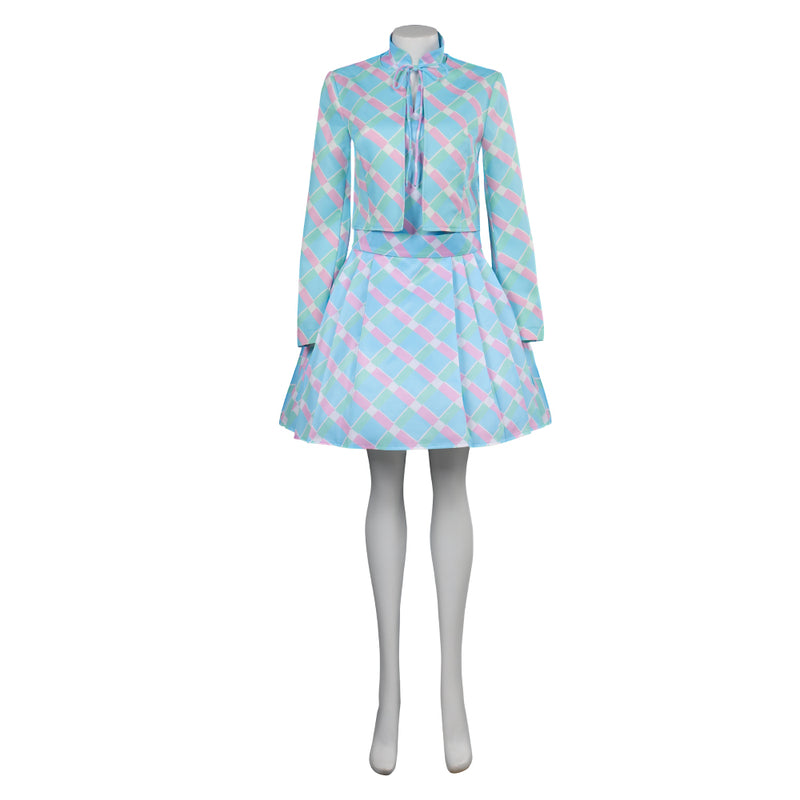 Movie 2023 Barbie Margot Robbie Blue Coat Dress Outfits Halloween Carnival Suit Cosplay Costume