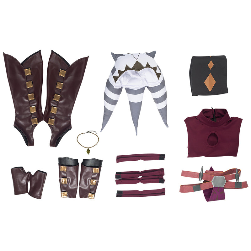 SW: The Clone Wars  Ahsoka Tano  Kids Children Halloween Carnival Suit Outfits Cosplay Costume