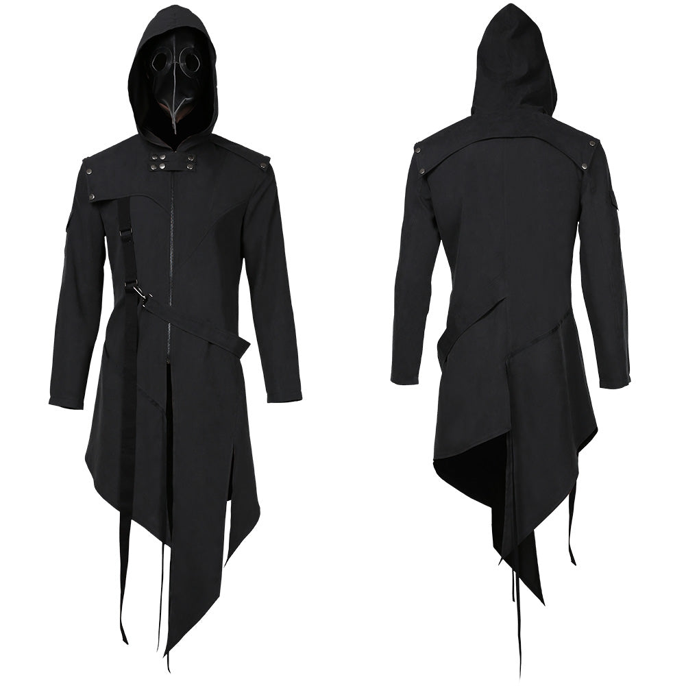 Plague Doctor Men Steampunk Gothic Hooded Jacket Coats Halloween Carni