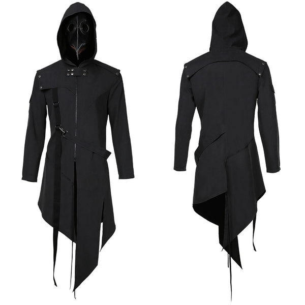 Plague Doctor Men Steampunk Gothic Hooded Jacket Coats Halloween Carnival Suit Cosplay Costume