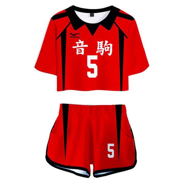 Nekoma High School NO 5 Kozume Kenma Women‘s Jersey Sports Wear Uniform Top Shorts Cosplay Costume