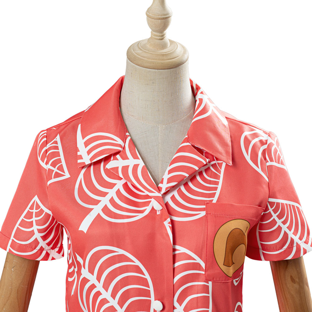 Isabelle Rude Shirt Isabelle Women Red Short Sleeve Shirts Top Cosplay Costume