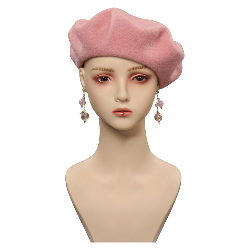 2023 Barbie Movie Cosplay Hat Cap Earings Halloween Carnival Costume Accessories