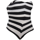 Barbie Kids Girls Black and White Striped Swimsuit Outfits Halloween Carnival Cosplay Costume