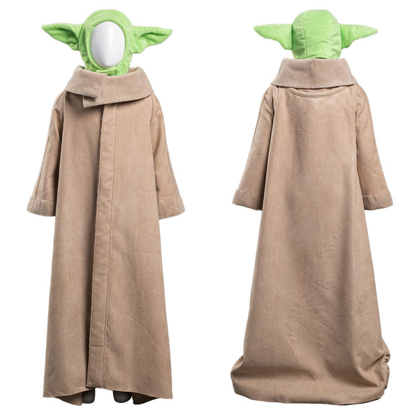 The Mandalorian -Baby Yoda Robe Hat Outfits Halloween Carnival Suit Cosplay Costume For Kids