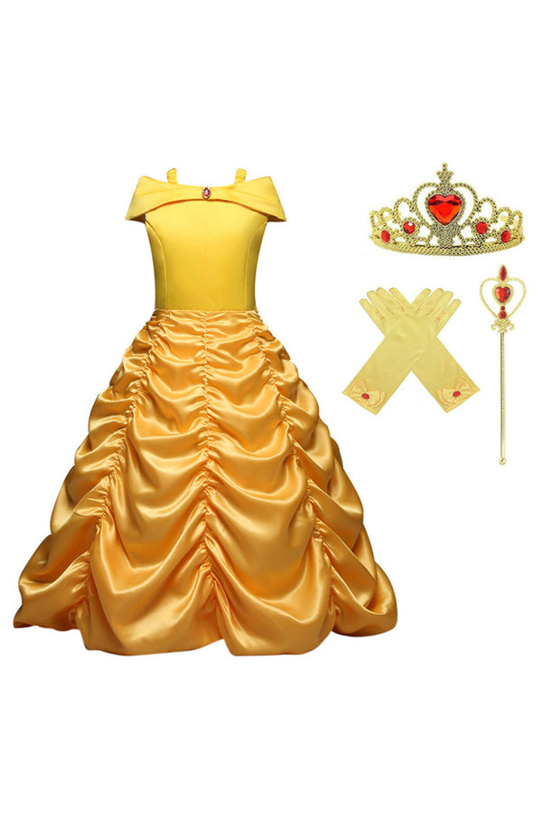 Beauty and the Beast Belle Outfits Halloween Carnival Suit Cosplay Costume for Kids Children