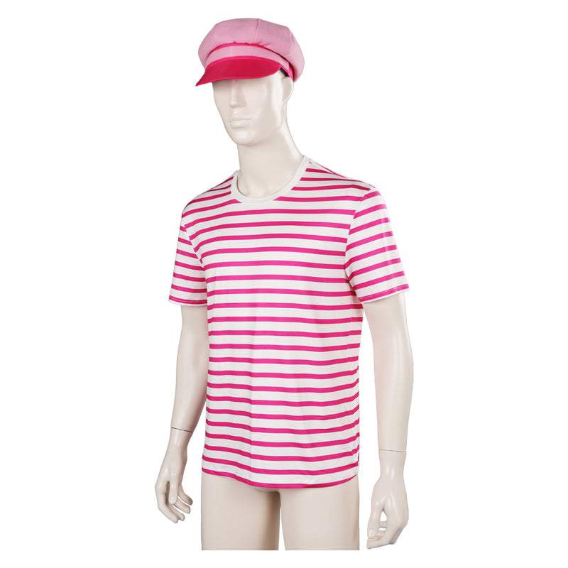 2023 Barbie Movie Ken Men T-shirt Hat Outfits Halloween Carnival Cosplay Costume