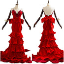 FF VII Remake Aerith Aeris Gainsborough Red Party Dress Halloween Cosplay Costume
