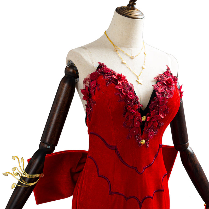 FF VII Remake Aerith Aeris Gainsborough Red Party Dress Halloween Cosplay Costume FF VII Remake Aerith Aeris Gainsborough Red Party Dress Halloween Cosplay Costume