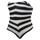 Barbie Kids Girls Black and White Striped Swimsuit Outfits Halloween Carnival Cosplay Costume