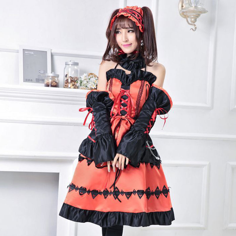 DATE A LIVE Tokisaki Kurumi Gothic Lolita Girl Princess Outfits Halloween Carnival Cosplay Costume