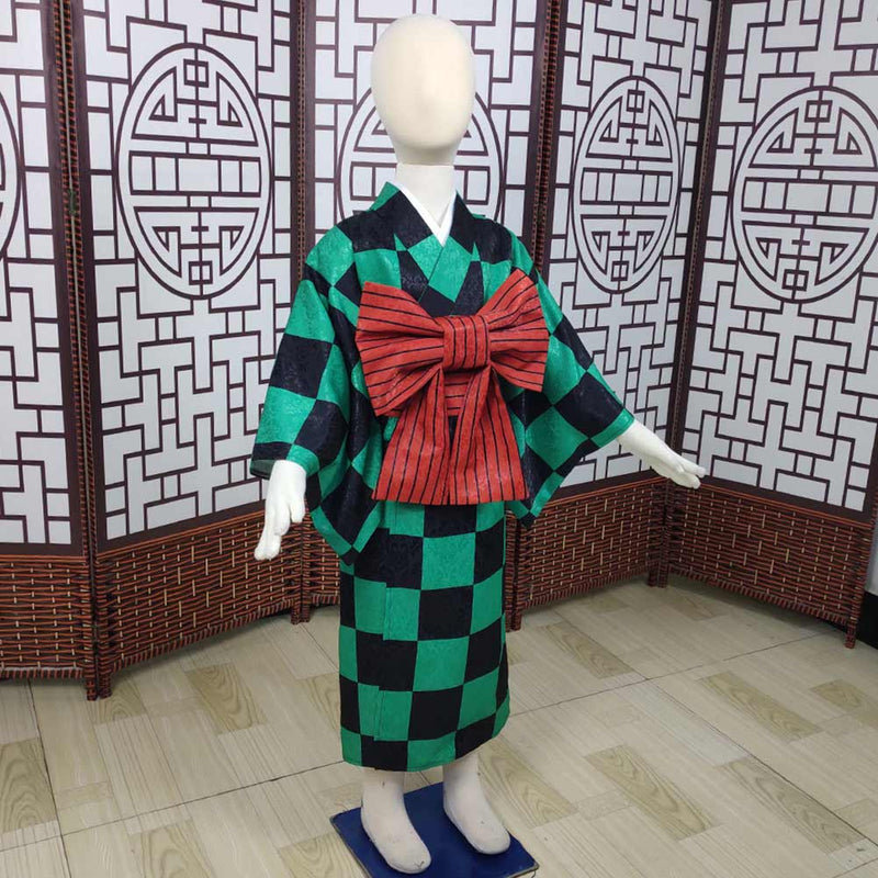 Kamado Tanjirou Kids Kimono Outfits Halloween Carnival Costume Cosplay Costume