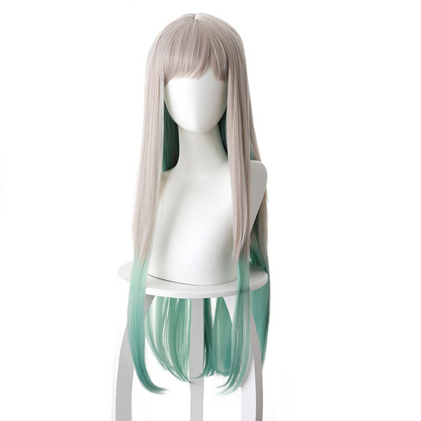 Yashiro Nene Silver Gray Gradient Green Long Hair Cosplay Wig