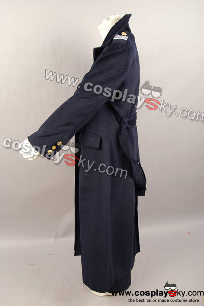 Doctor Who Dr. Dark Blue or Black Wool Trench Coat Costume Ver2