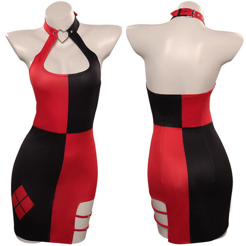 open lace back dress Harley Quinn / Harleen Quinzel Cosplay Costume Outfits Halloween Carnival Party Suit