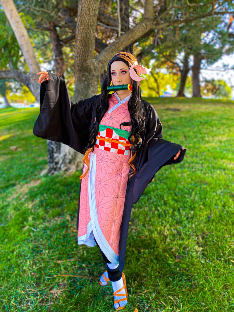 Dreamitpossible Nezuko Cosplay Kimono Set with Teeth Set and Nail