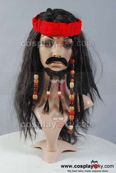 Pirates of the Caribbean Jack Sparrow Hat Wig Headband Set