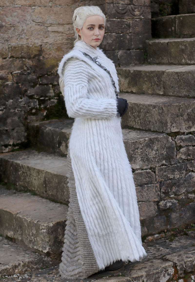 Game of Thrones Daenerys Season 7 E6 Targaryen Outfit Dragonstone Snow Dress Cosplay Costume