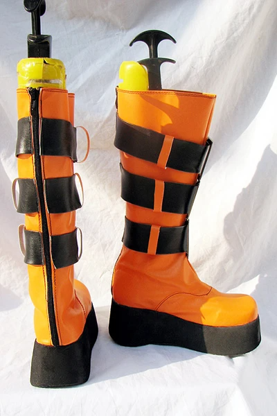 Togainu no Chi Rin Cosplay Boots Shoes Black Orange