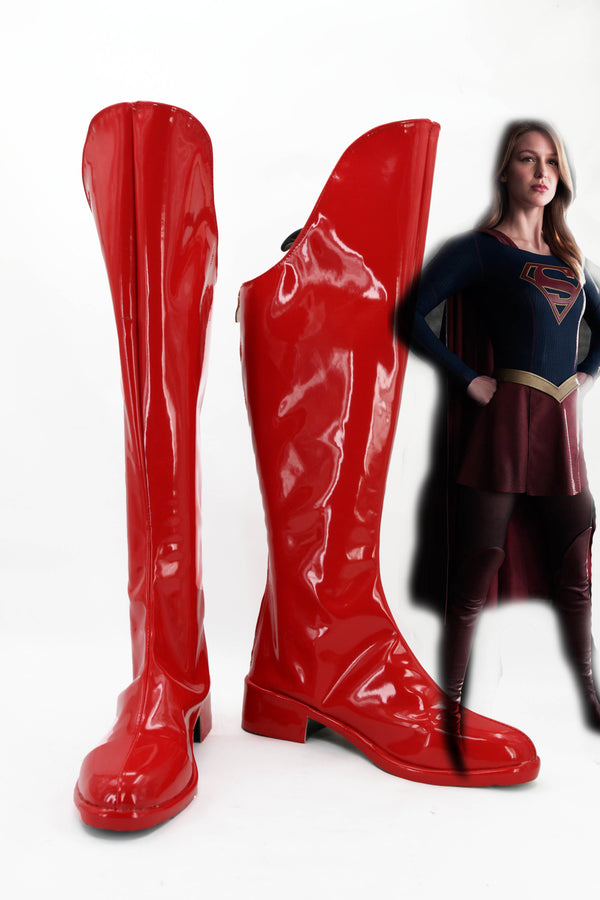 CBS TV Supergirl Kara Danvers Cosplay Prop Shoes Rain Boots Jackboots Kneeboots