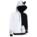 Danganronpa Dangan Ronpa Monokuma Hoodie Black and White Bear Zipper Jacket Coat Cosplay Costume