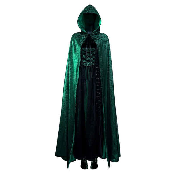 Emerald Sorceress Cloak Dress Outfits Halloween Carnival Suit Cosplay Costume