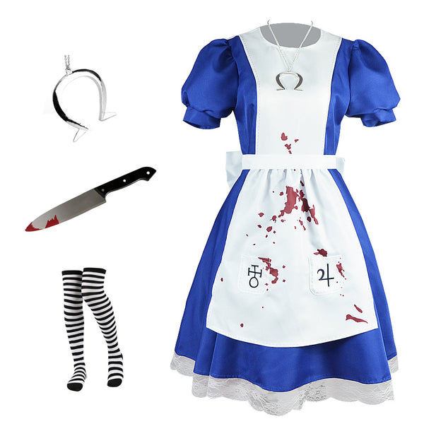 Alice: Madness Returns Game Alice Liddell Women Maid Dress Party Carnival Halloween Cosplay Costume