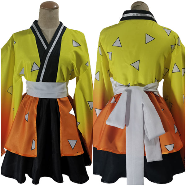 Anime Agatsuma Zenitsu Women Lolita Kimono Dress Party Carnival Halloween Cosplay Costume