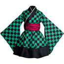Anime Kamado Tanjiro Women Gress Dress Outfits Party Carnival Halloween Cosplay Costume